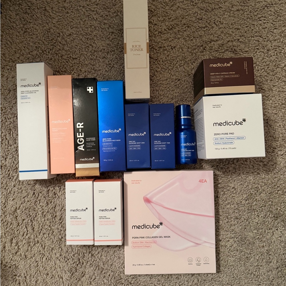 Skincare Set with Pink and Blue Packaging